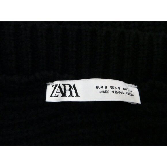 NEW! Zara Oversized Chunky Knit V Neck Sweater Black SZ S - Picture 13 of 14
